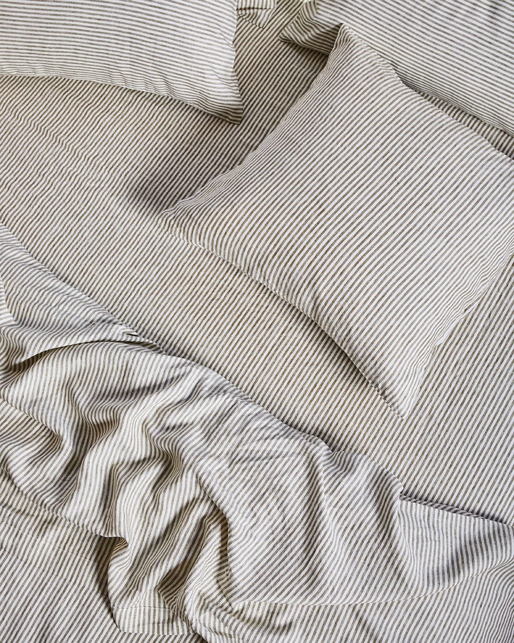 Olive Stripe – Linen Euro Pillowcase Set