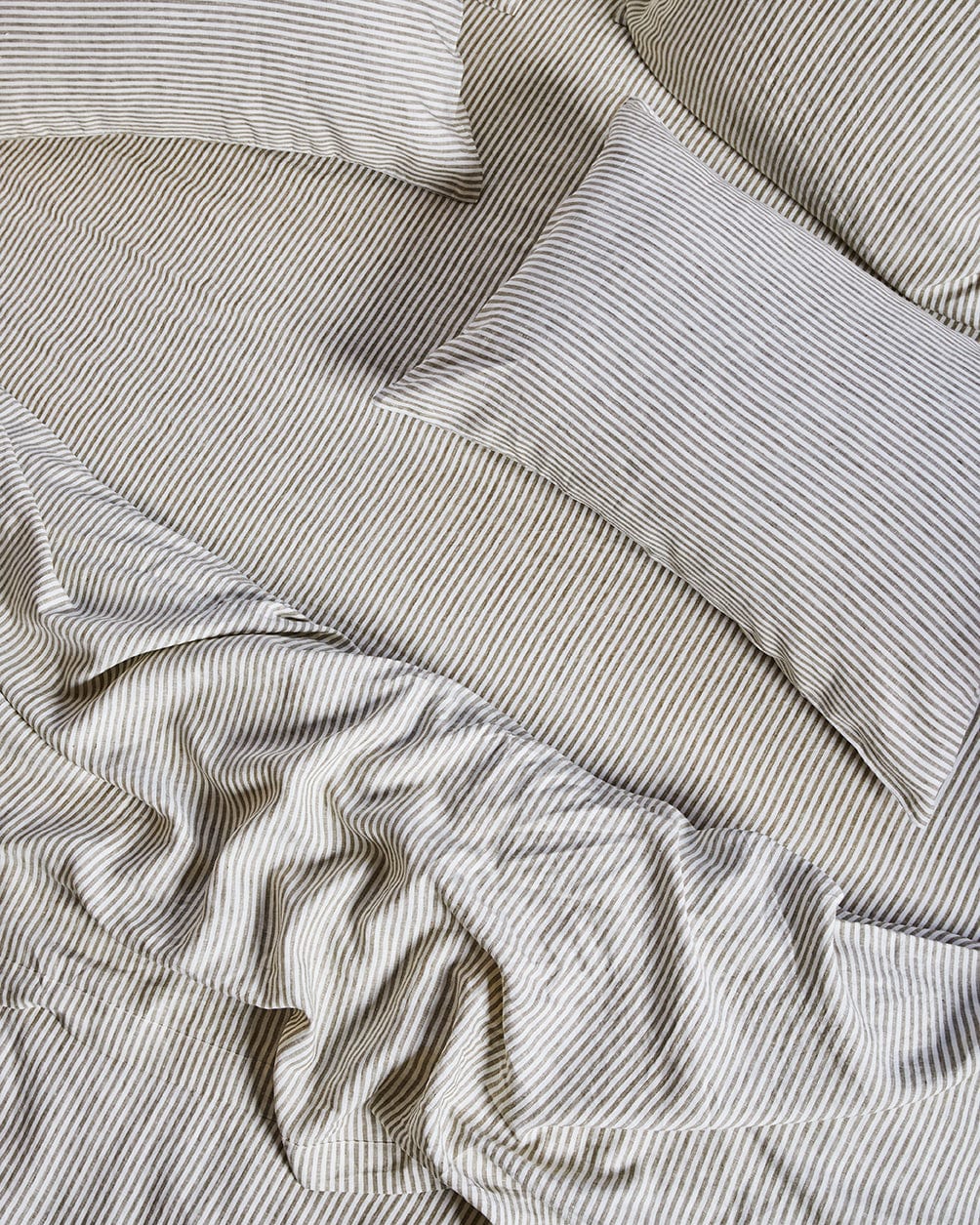 Olive Stripe – Linen Flat Sheet