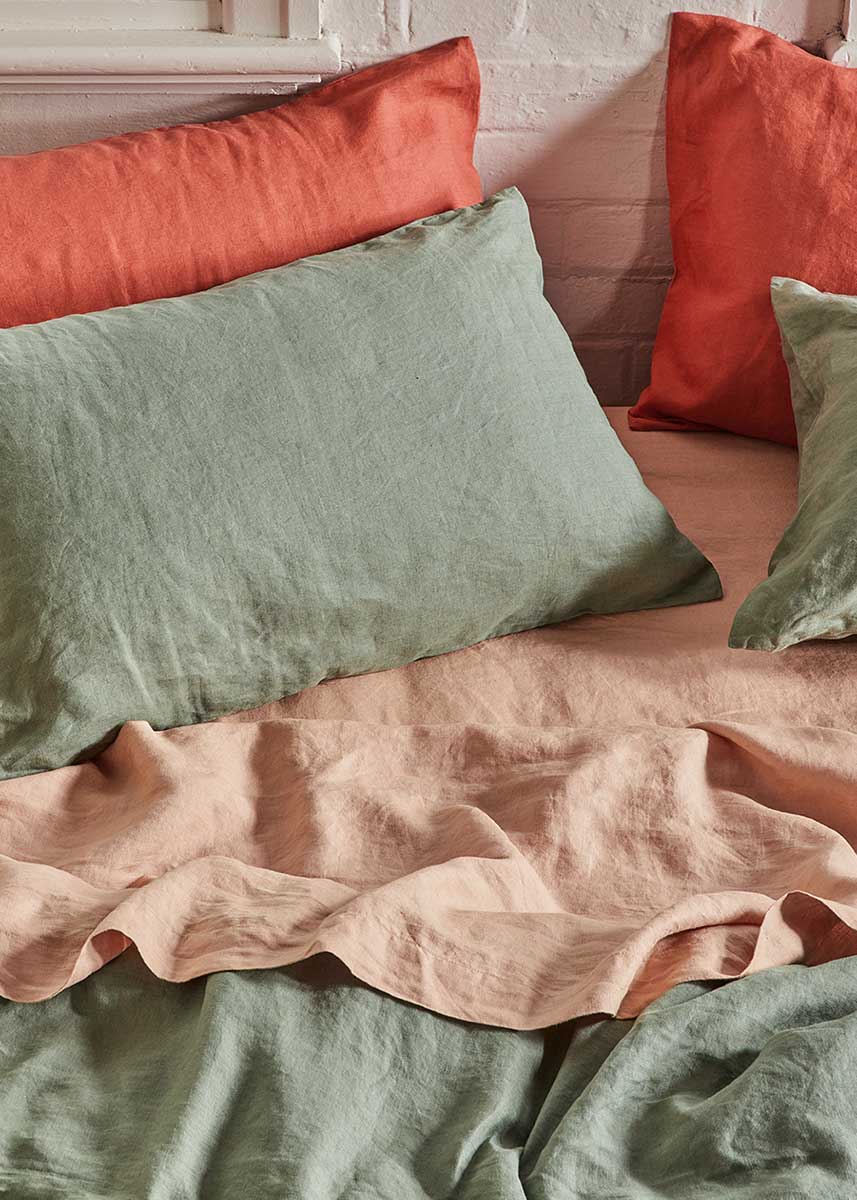 Linen Standard Pillowcase Set - Burnt Ochre