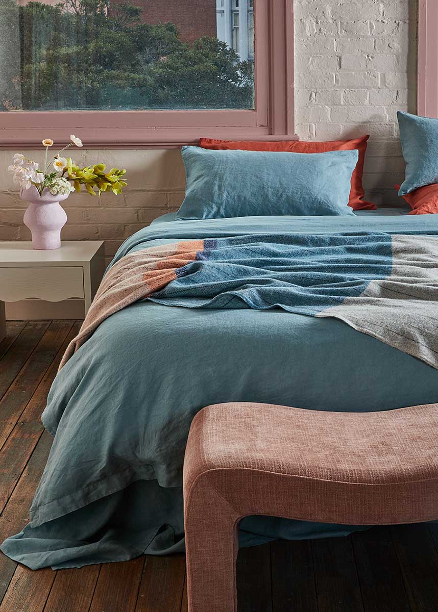 Linen Standard Pillowcase Set - Dusty Blue