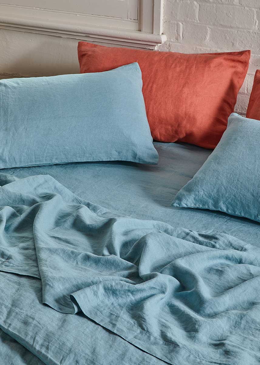Linen Standard Pillowcase Set - Dusty Blue