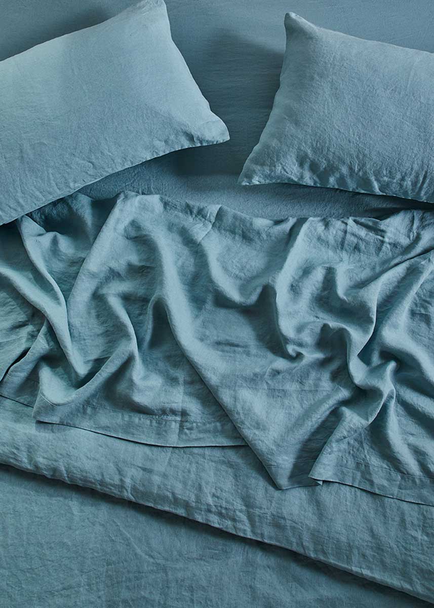 Linen Standard Pillowcase Set - Dusty Blue