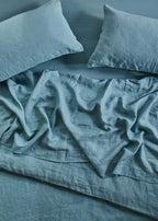Linen Fitted Sheet - Dusty Blue