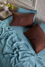 Linen Fitted Sheet - Dusty Blue
