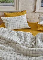Linen Standard Pillowcase Set - Black Grid