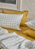 Linen Standard Pillowcase Set - Black Grid-Bedding-Greenhouse-Greenhouse Interiors Pty Ltd