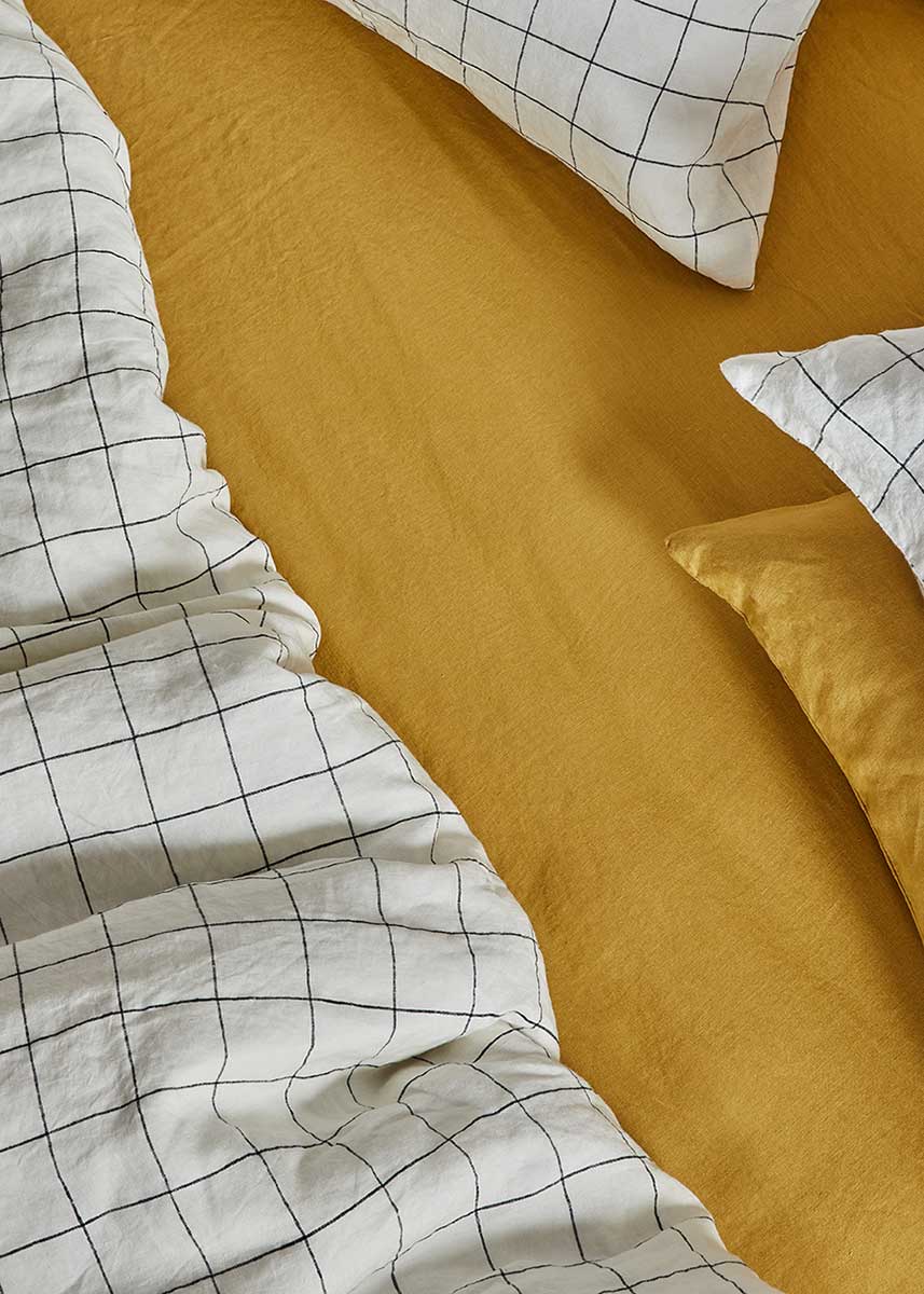 Linen Fitted Sheet - Ochre