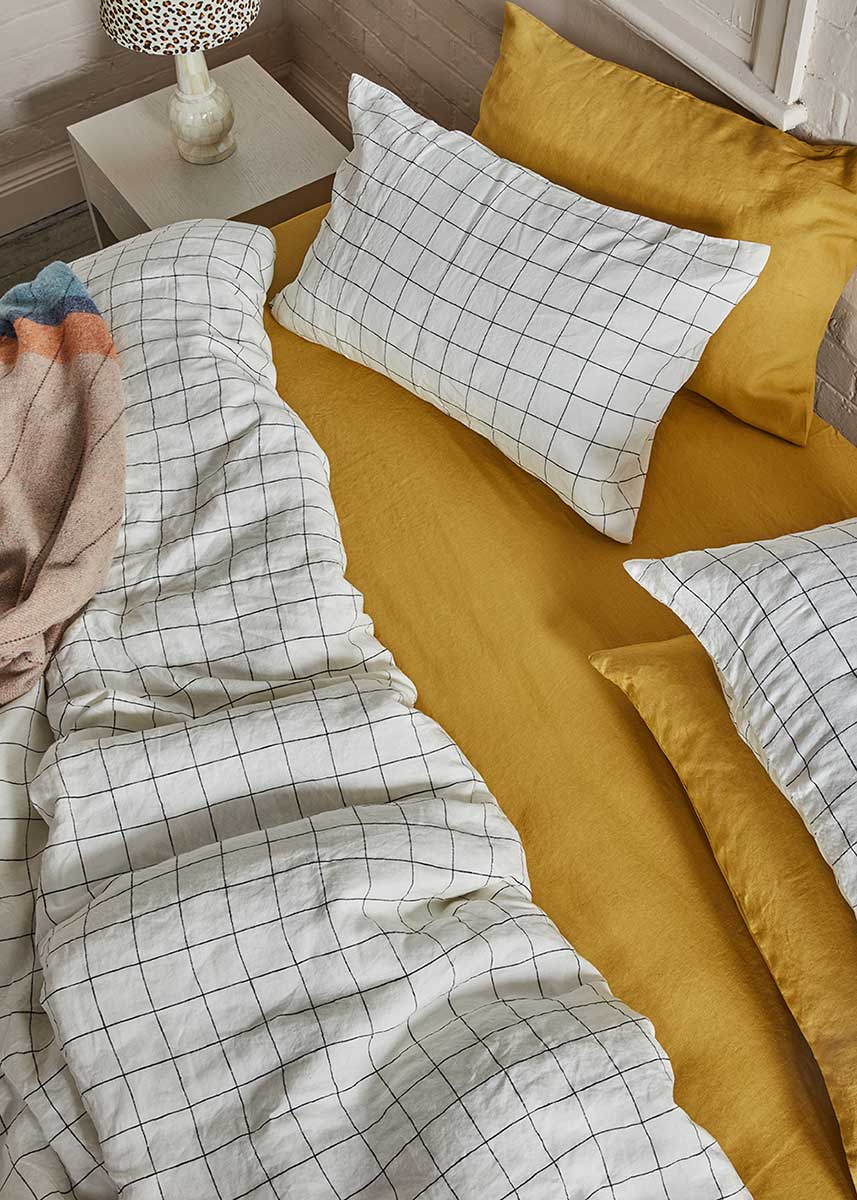 Linen Fitted Sheet - Ochre