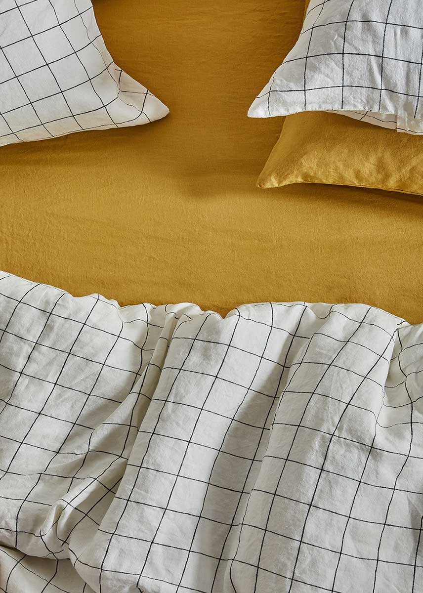 Linen Fitted Sheet - Ochre