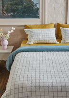 Linen Duvet Cover - Black Grid