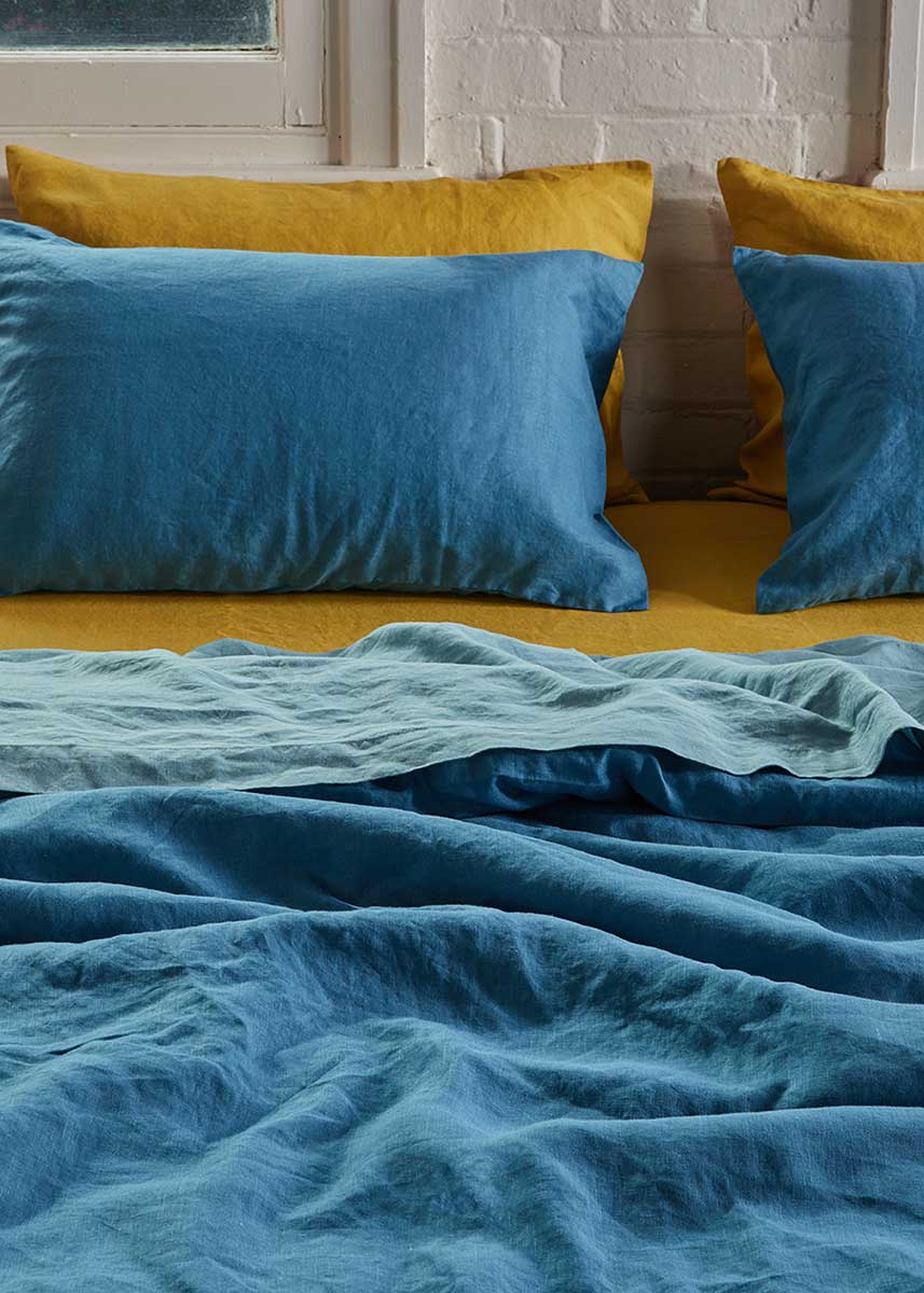 Linen Standard Pillowcase Set - Legion Blue