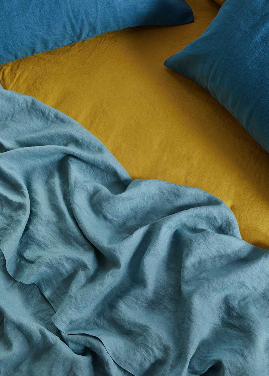 Linen Flat Sheet - Dusty Blue