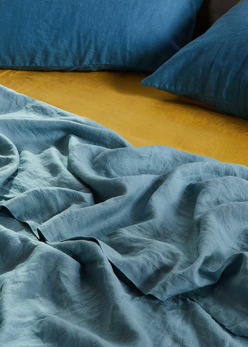Linen Flat Sheet - Dusty Blue