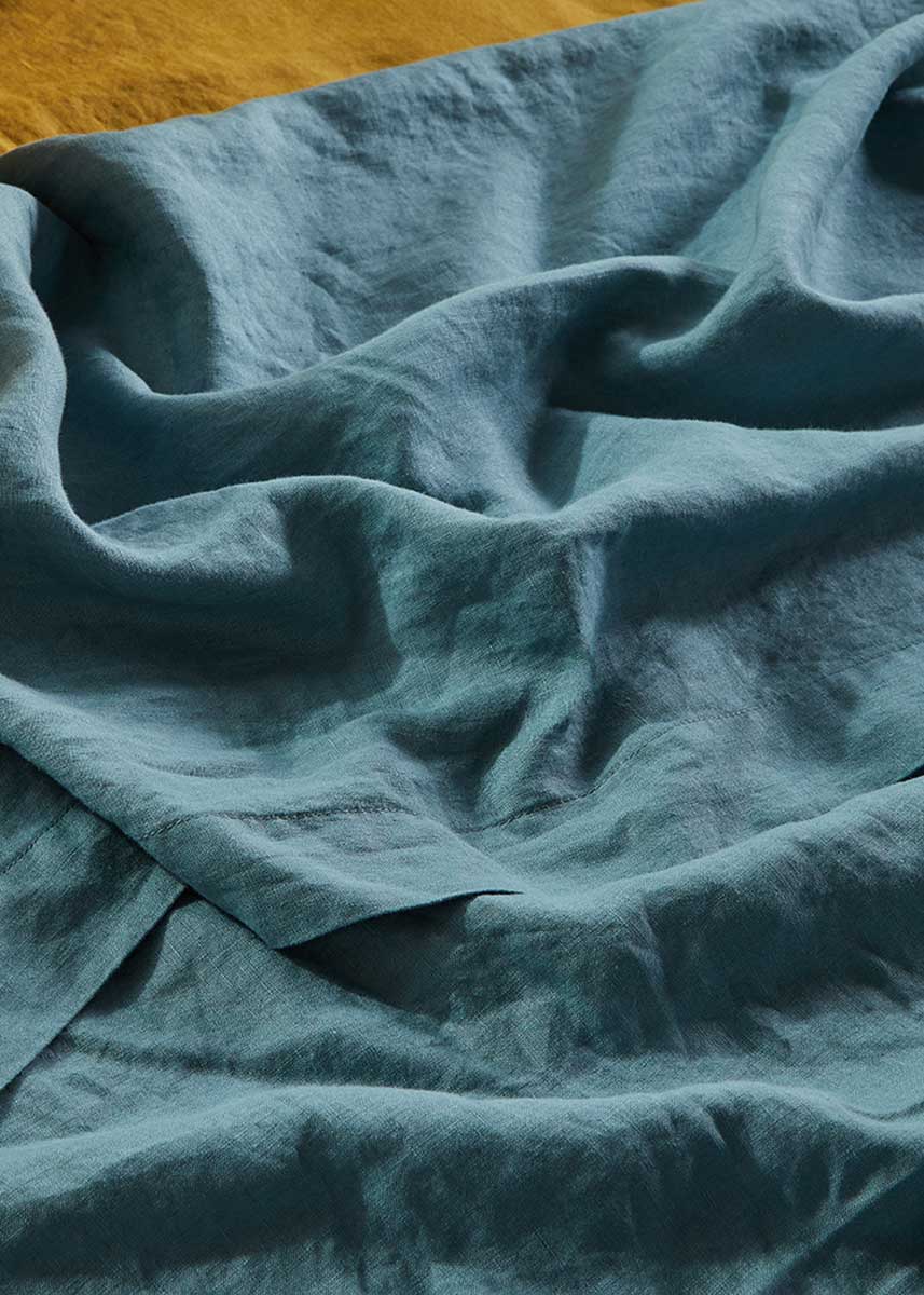 Linen Flat Sheet - Dusty Blue