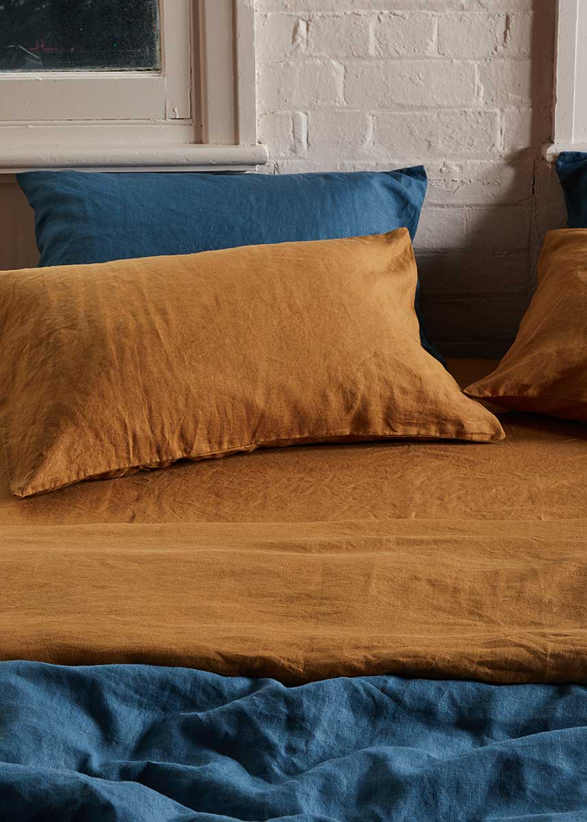 Linen Fitted Sheet - Ginger