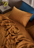 Linen Fitted Sheet - Ginger-Bedding-Greenhouse-Greenhouse Interiors Pty Ltd