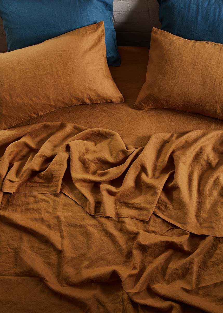 Linen Flat Sheet - Ginger