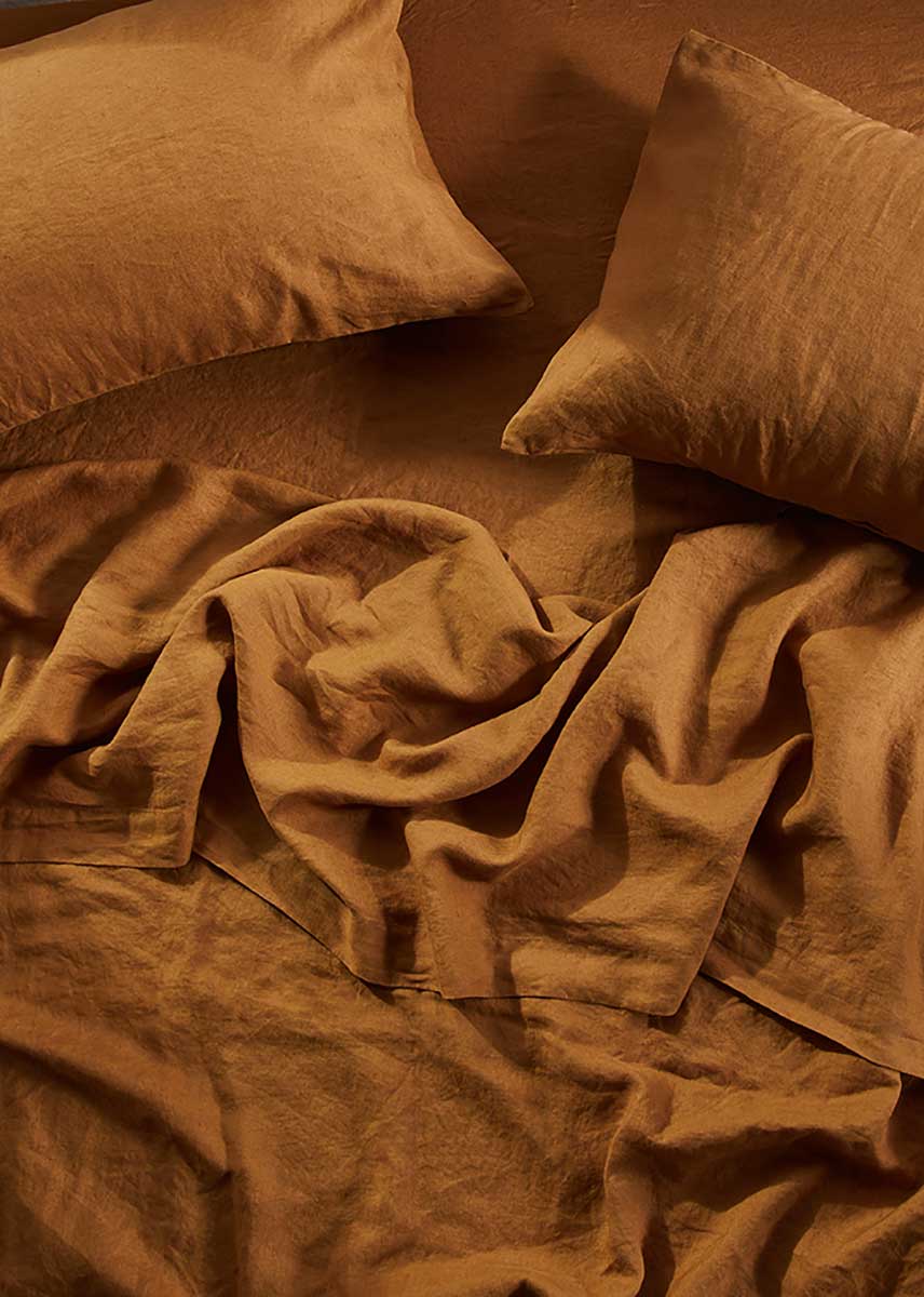 Linen Fitted Sheet - Ginger