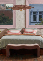Linen Standard Pillowcase Set - Wide Rose Stripes