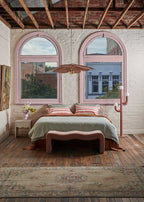 Linen Standard Pillowcase Set - Wide Rose Stripes