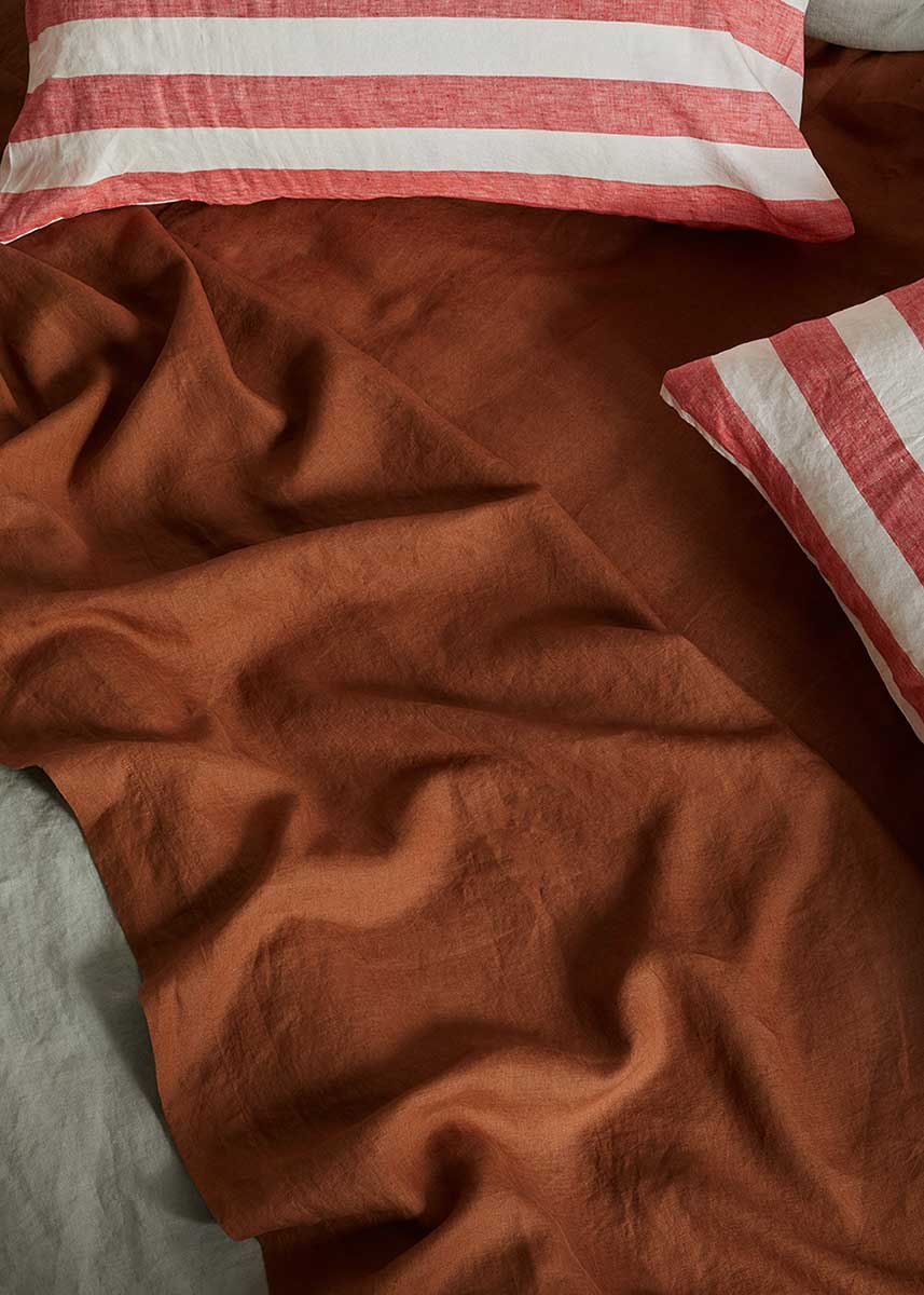 Linen Fitted Sheet - Toffee