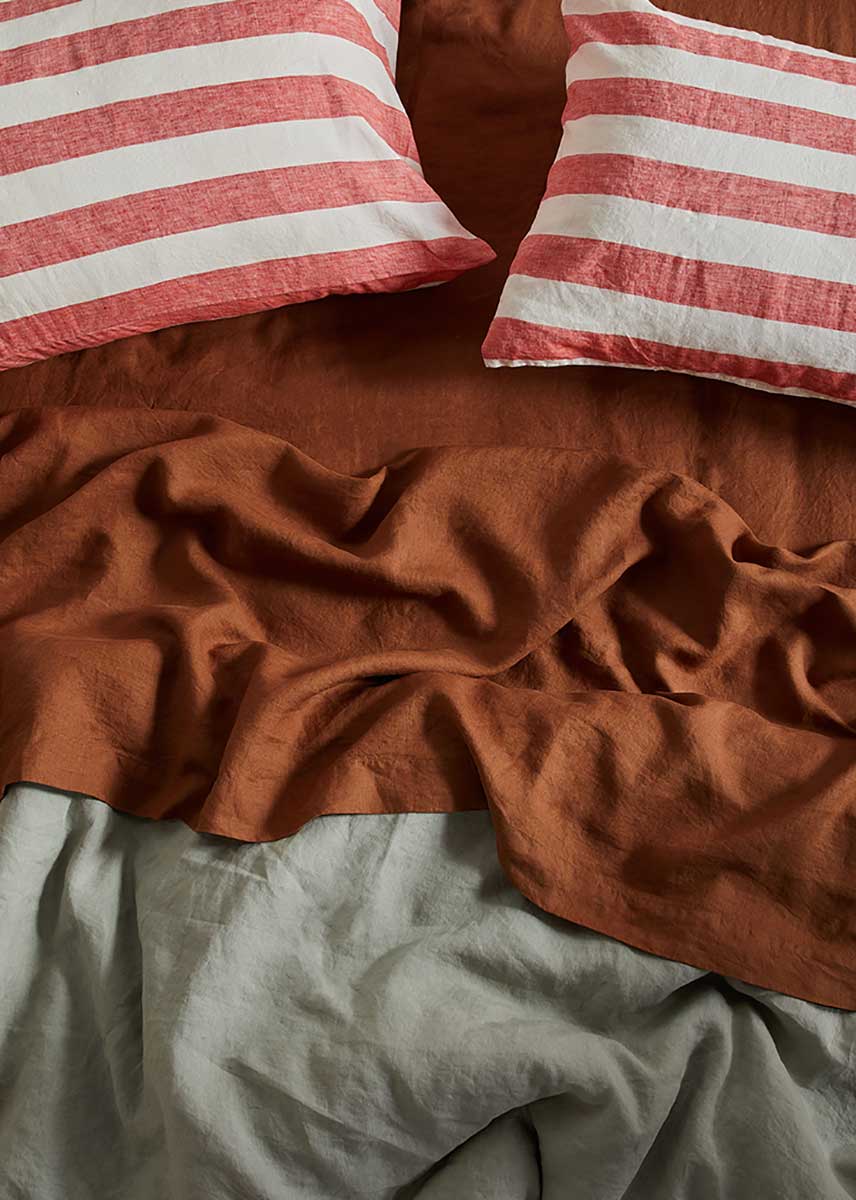 Linen Fitted Sheet - Toffee