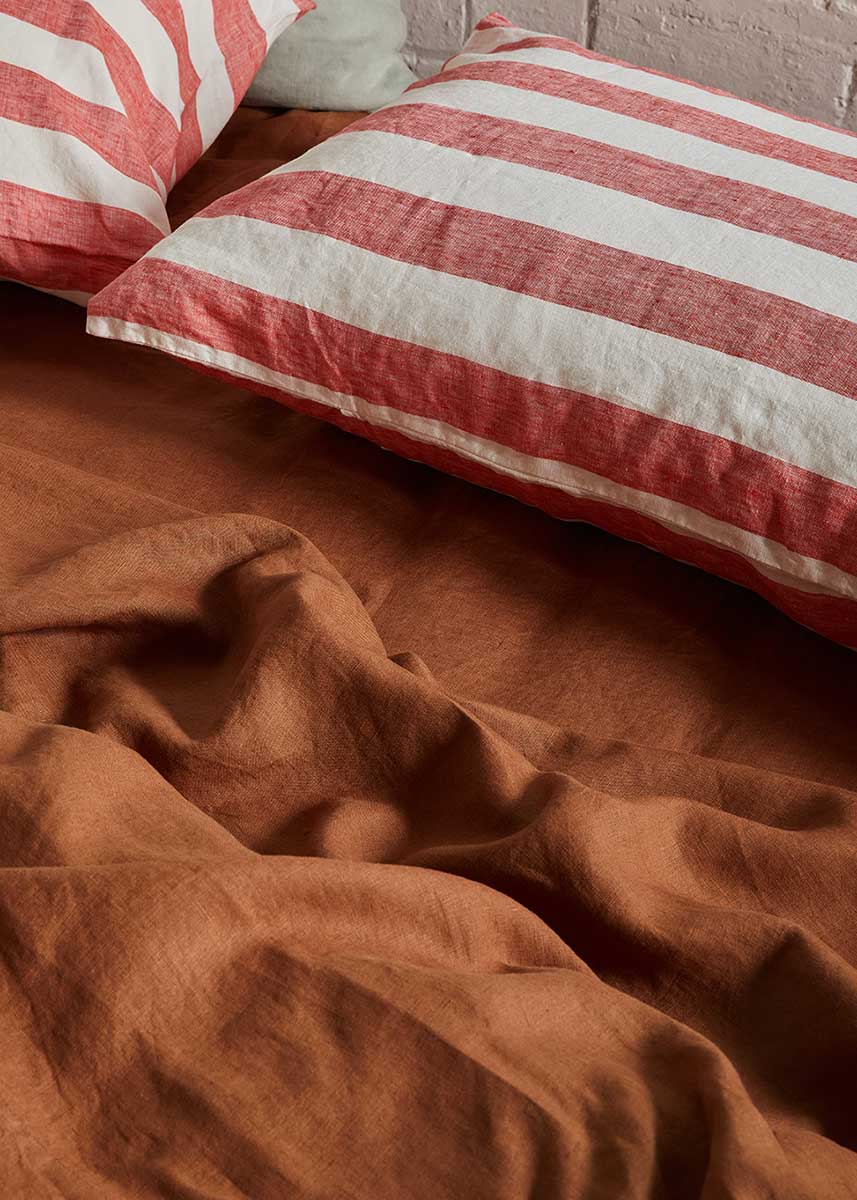 Linen Fitted Sheet - Toffee