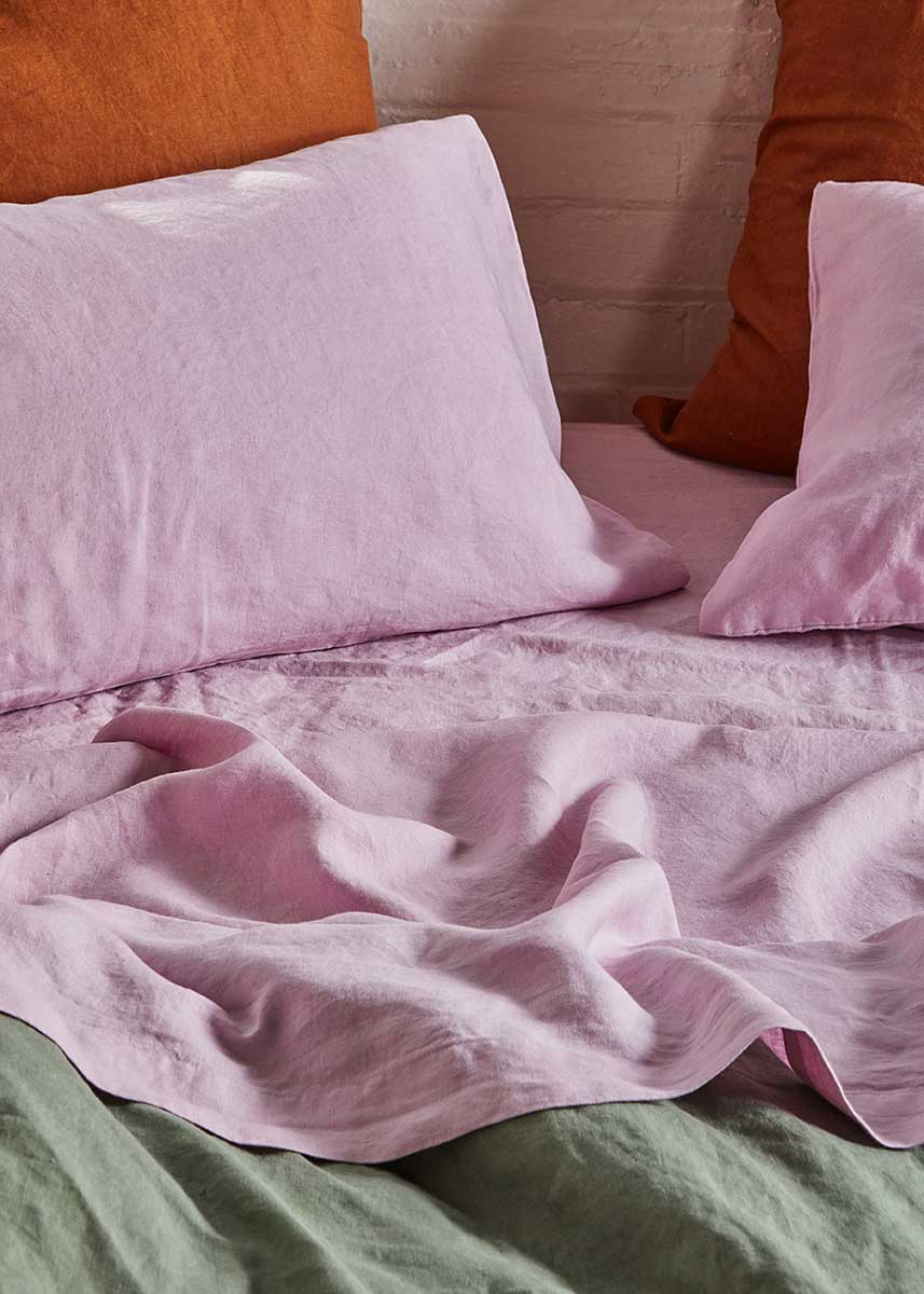 Linen Fitted Sheet - Lilac