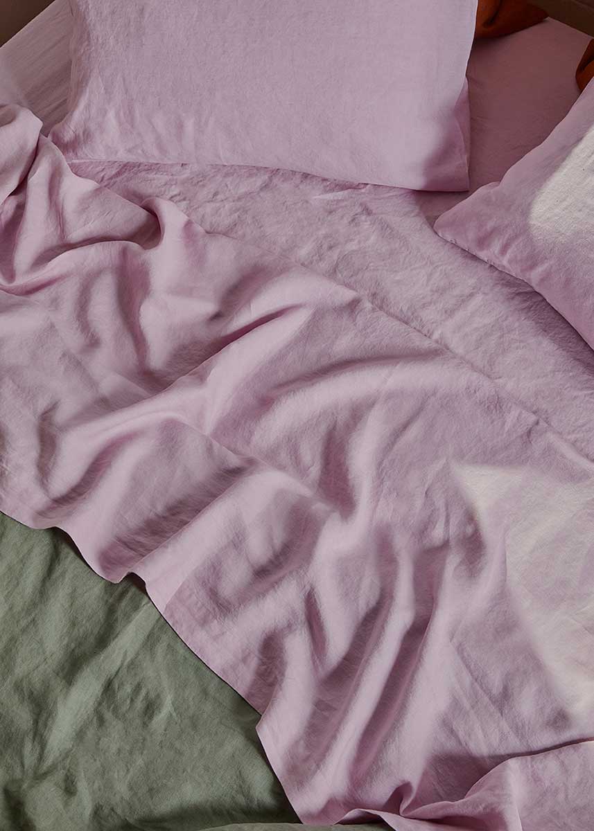 Linen Fitted Sheet - Lilac