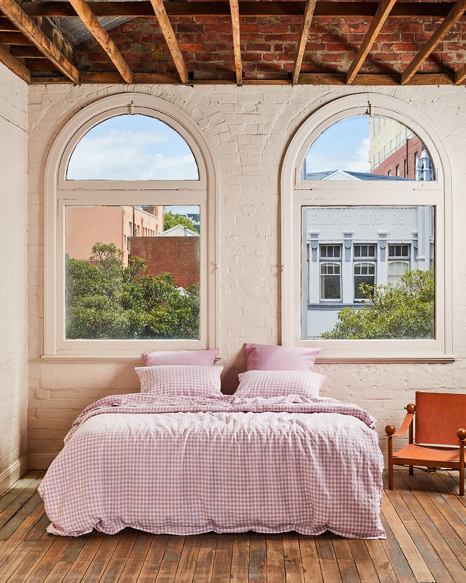 Lilac Gingham – Linen Pillowcase Set