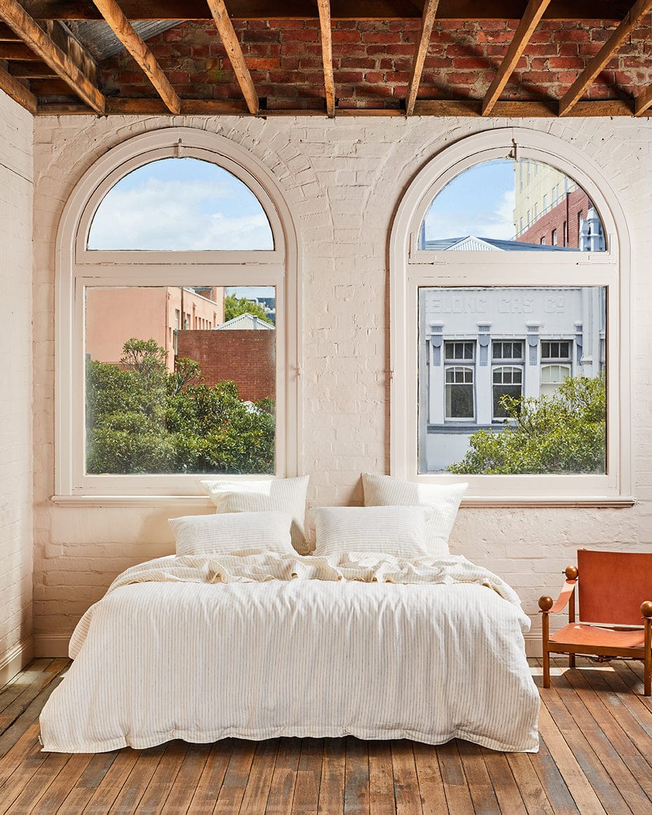 Ginger Pinstripe – Linen Euro Pillowcase Set