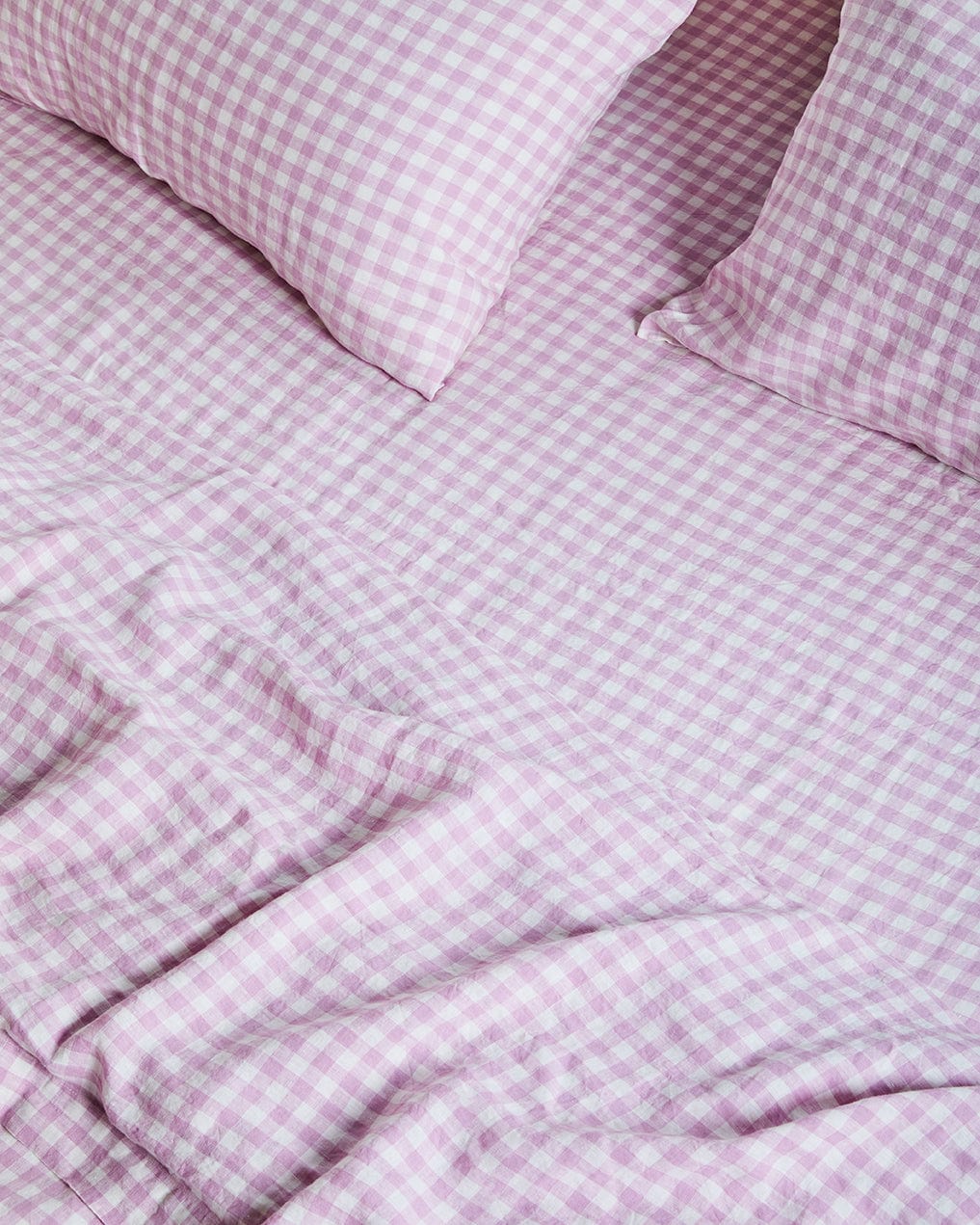 Lilac Gingham – Linen Fitted Sheet