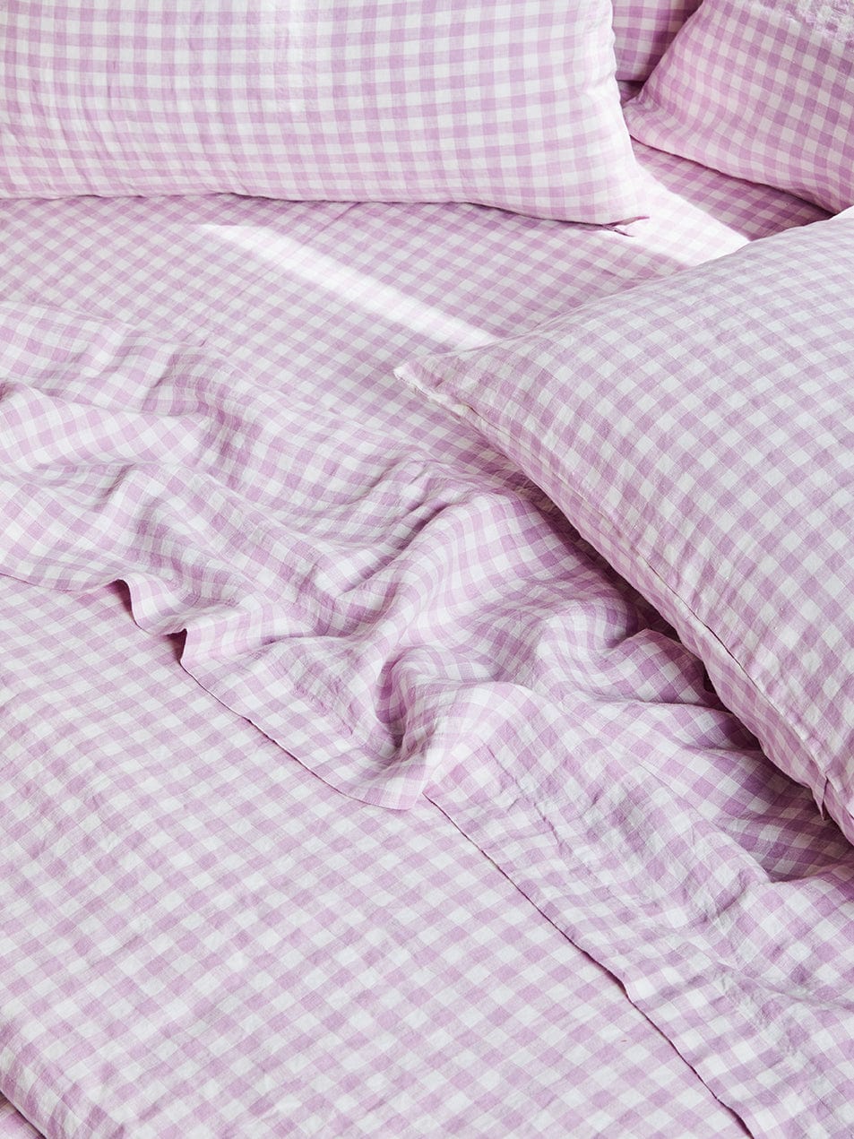 Lilac Gingham – Linen Euro Pillowcase Set