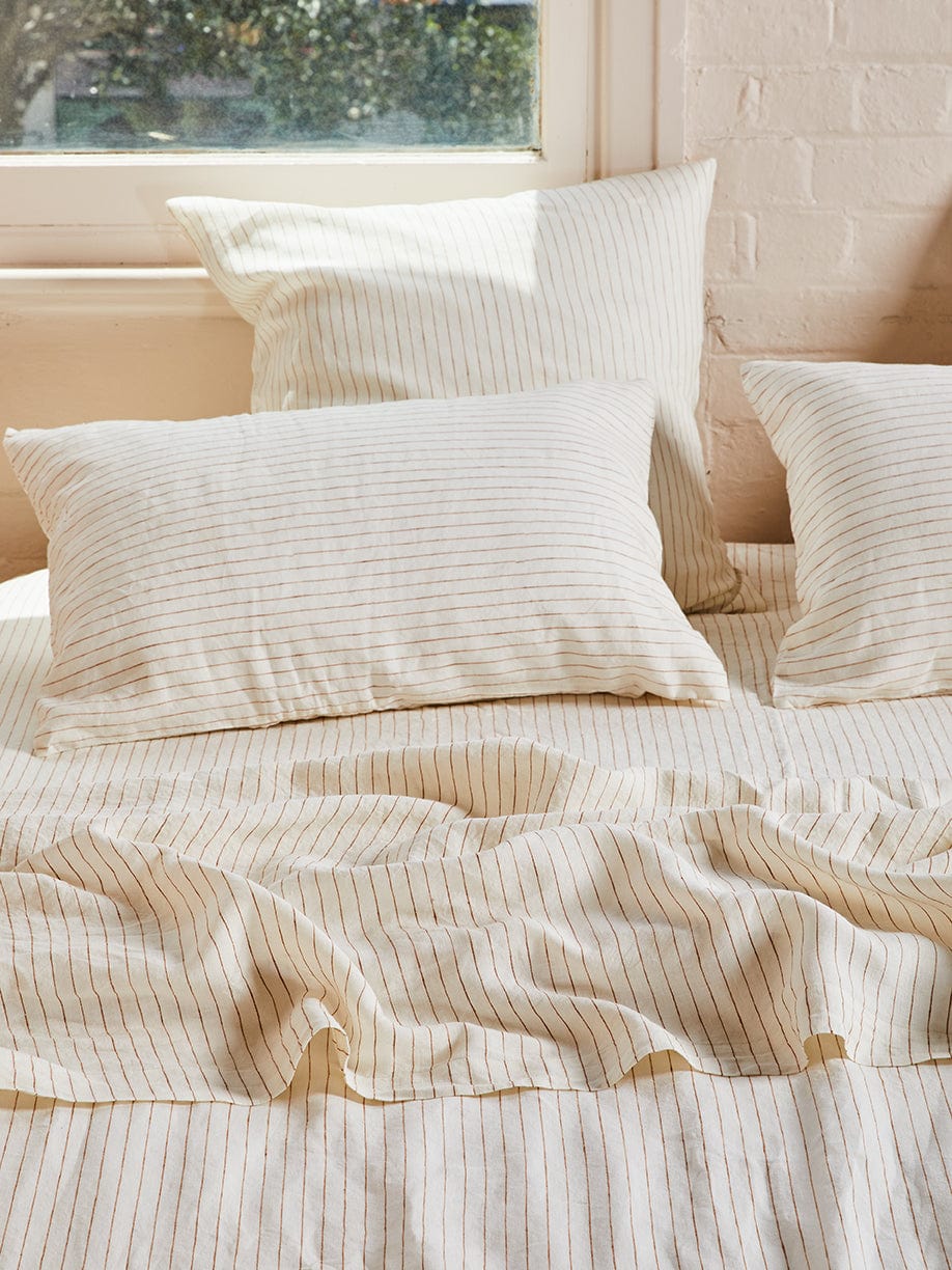 Ginger Pinstripe – Linen Pillowcase Set