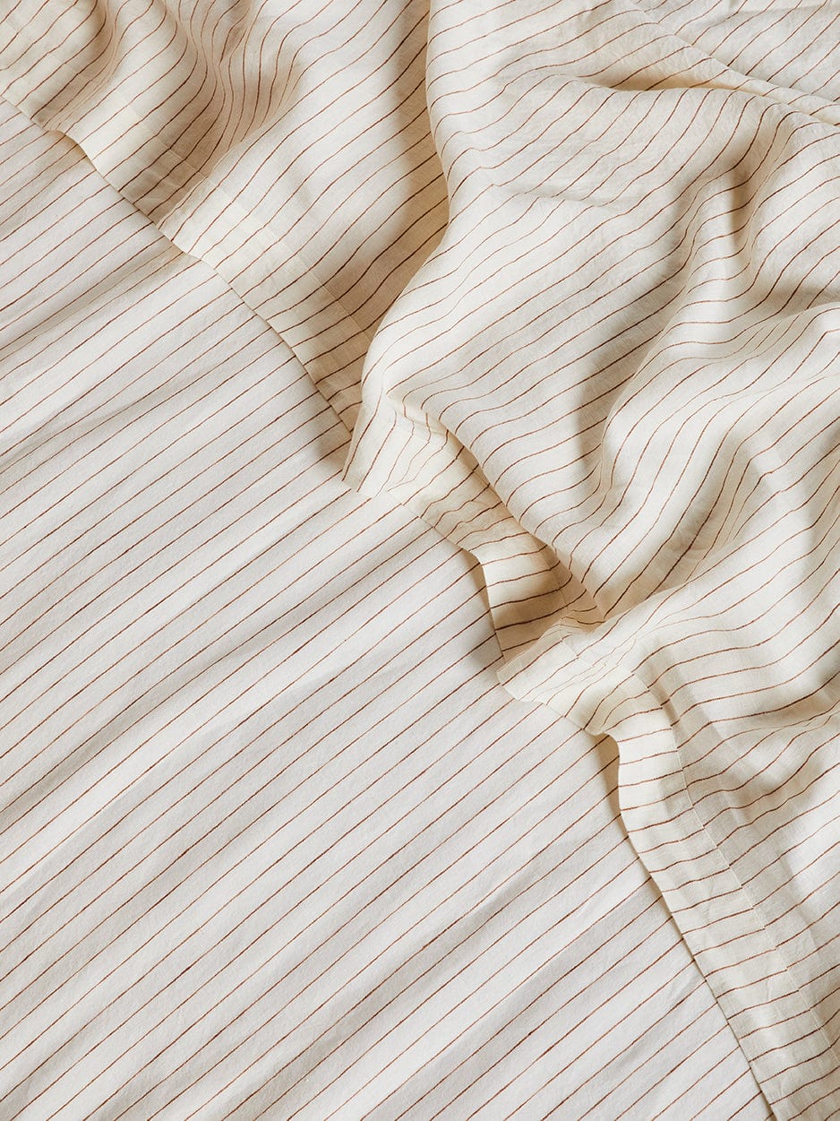 Ginger Pinstripe – Linen Flat Sheet