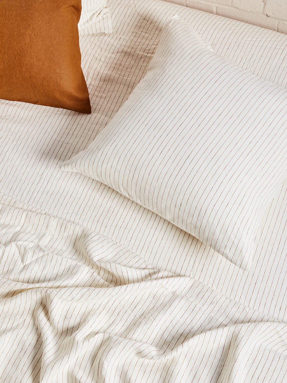 Ginger Pinstripe – Linen Euro Pillowcase Set