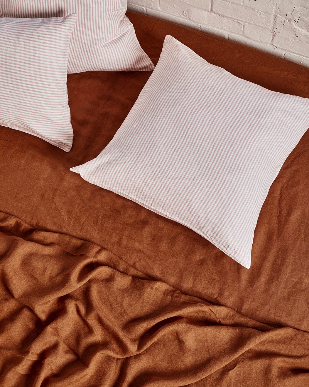 Pink Stripes – Linen Euro Pillowcase Set