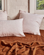 Pink Stripes – Linen Euro Pillowcase Set