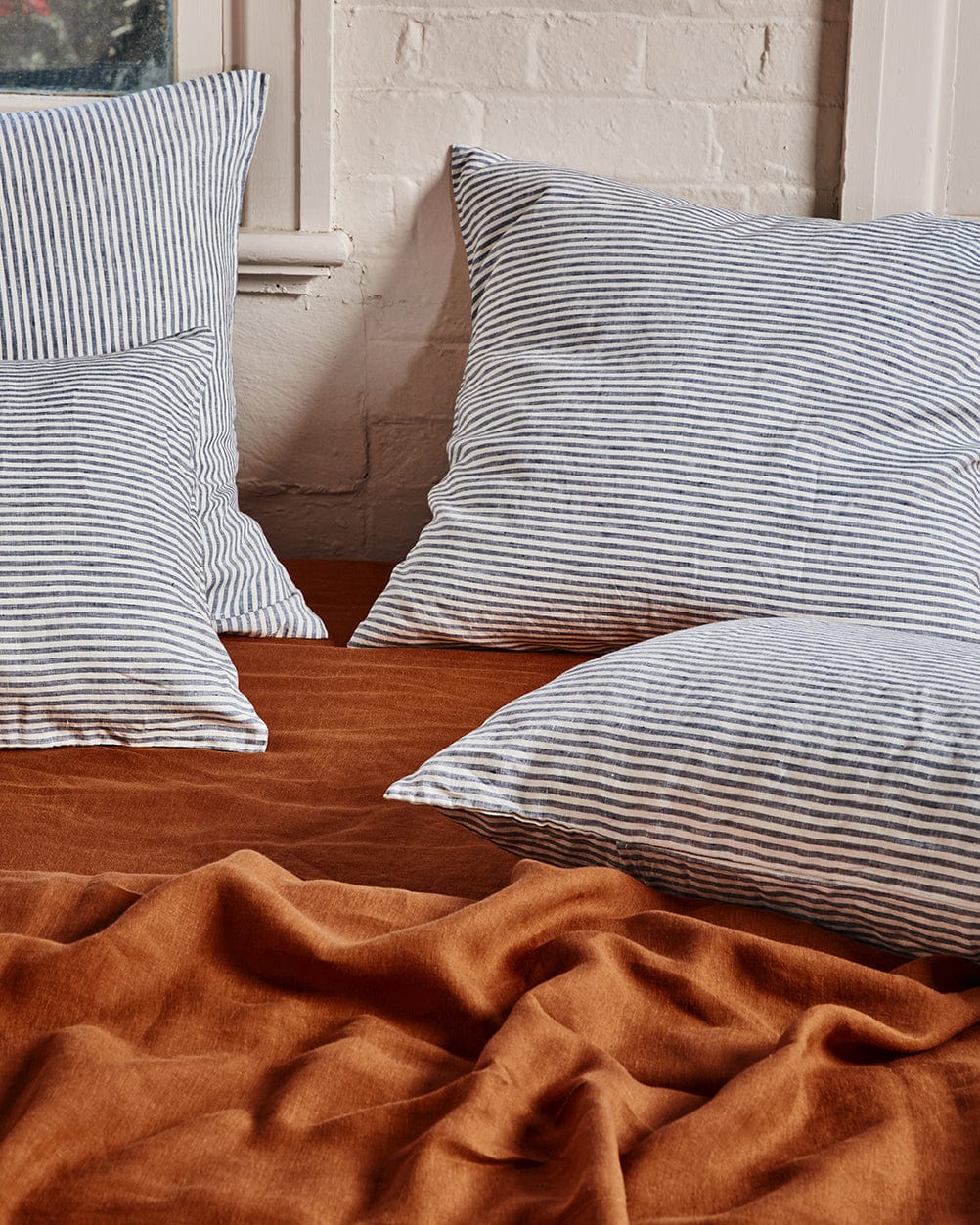 Marine Stripes – Linen Euro Pillowcase Set