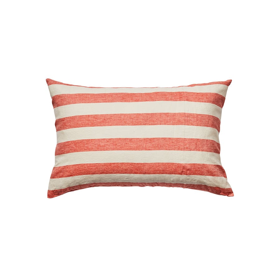 Linen Standard Pillowcase Set - Wide Rose Stripes