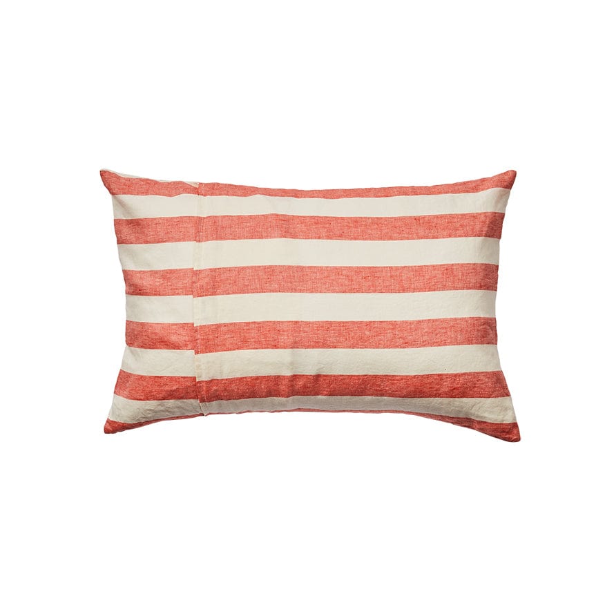 Linen Standard Pillowcase Set - Wide Rose Stripes