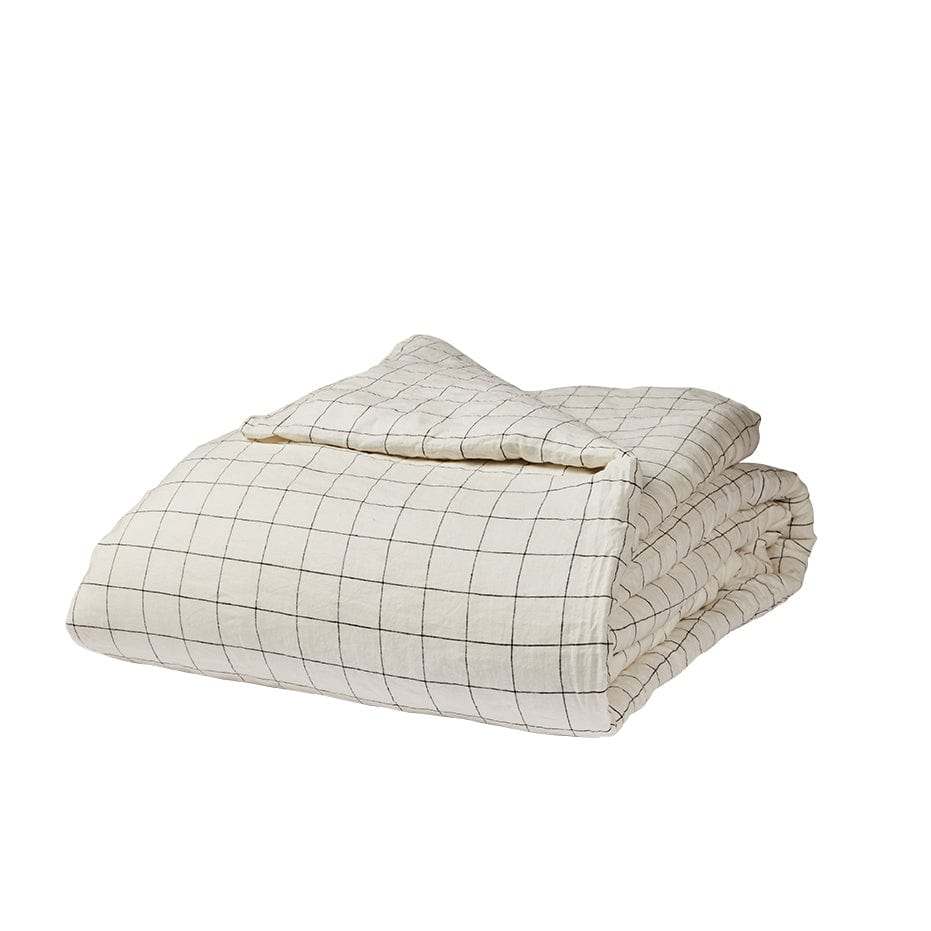 Linen Duvet Cover - Black Grid