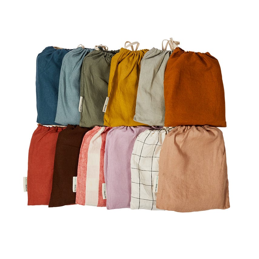 Linen Standard Pillowcase Set - Wide Rose Stripes
