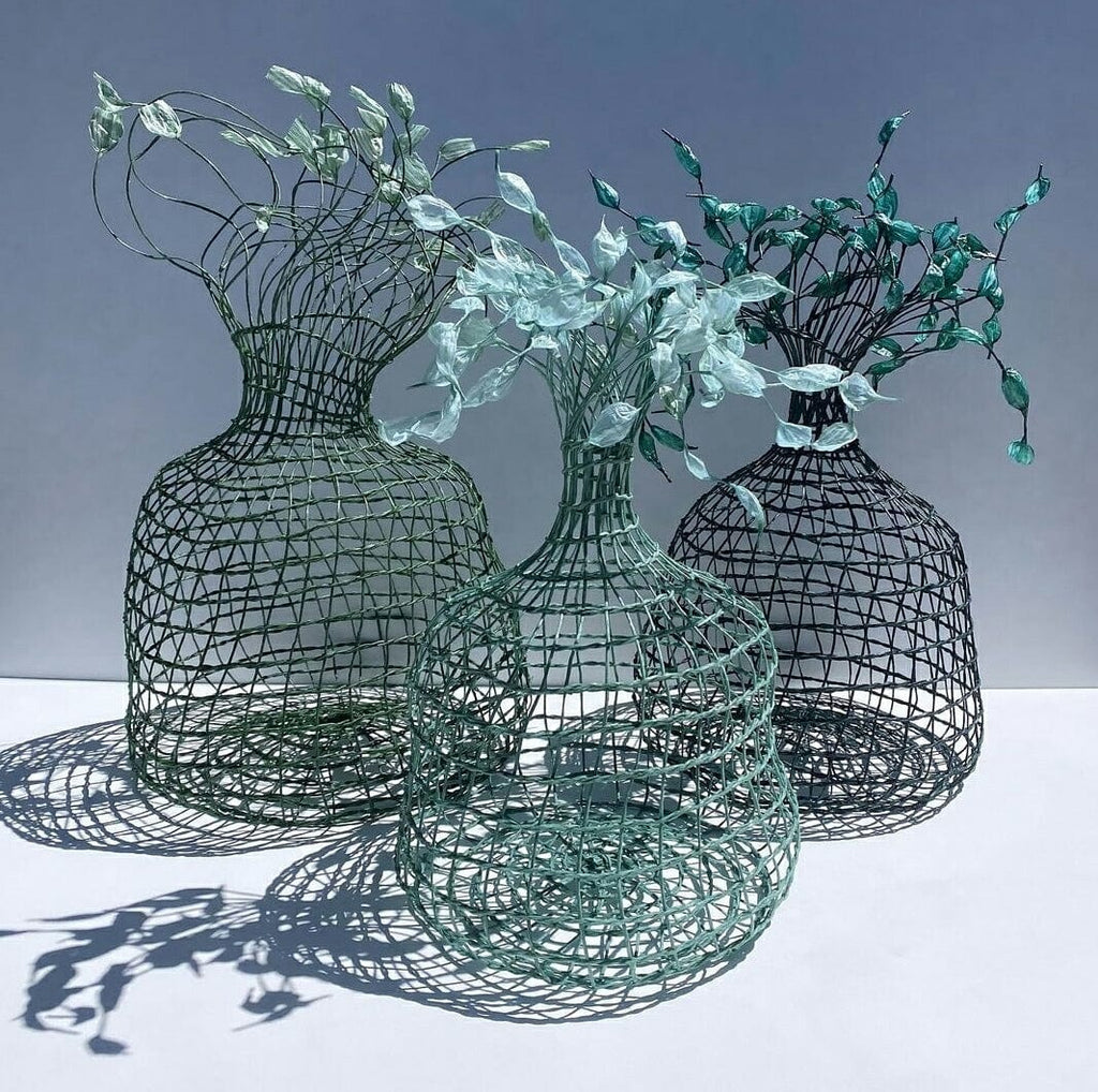 Woven Vase In Green