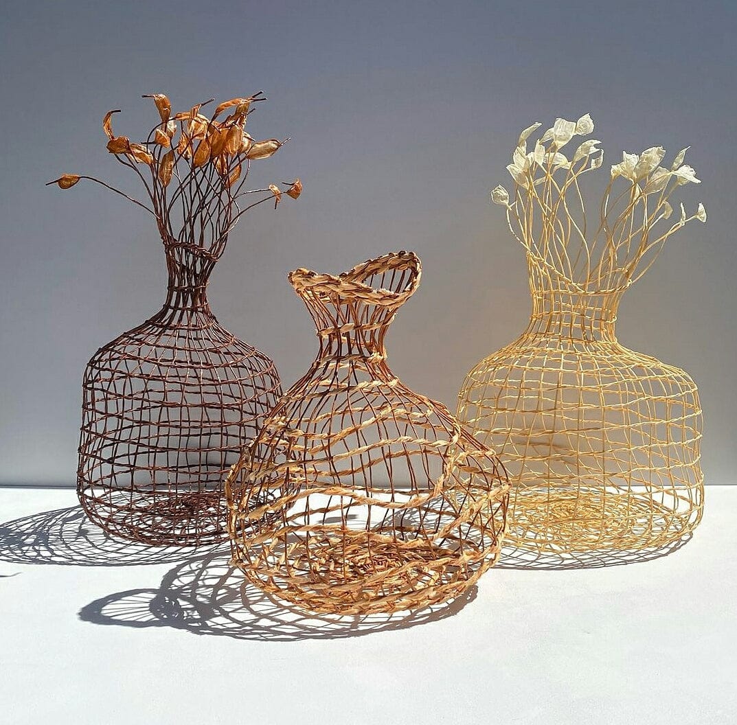 Woven Vase In Dark Copper