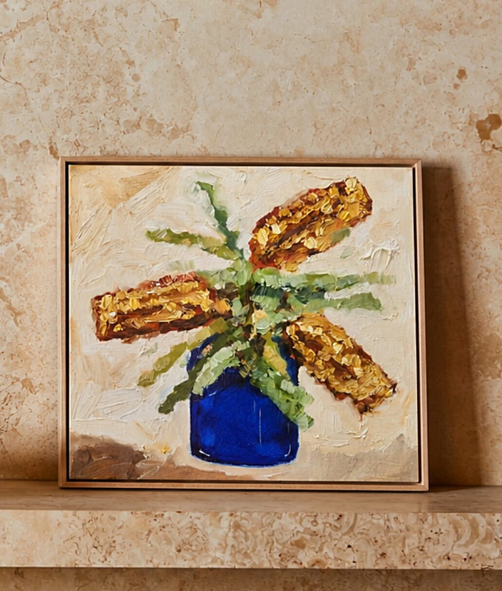 Banksia In Blue Glass - Original Art