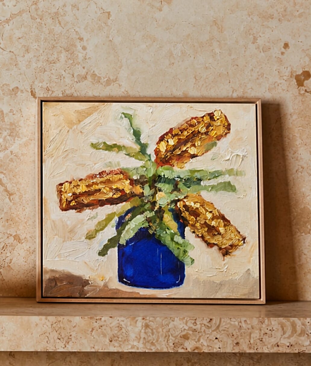Banksia In Blue Glass - Original Art
