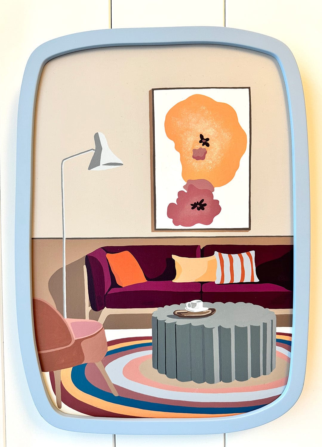 Orange Cushion Purple Couch - Original Artwork