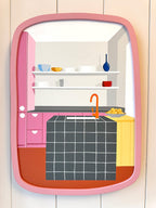 Pink Cupboards Grey Tiles - Original Artwork