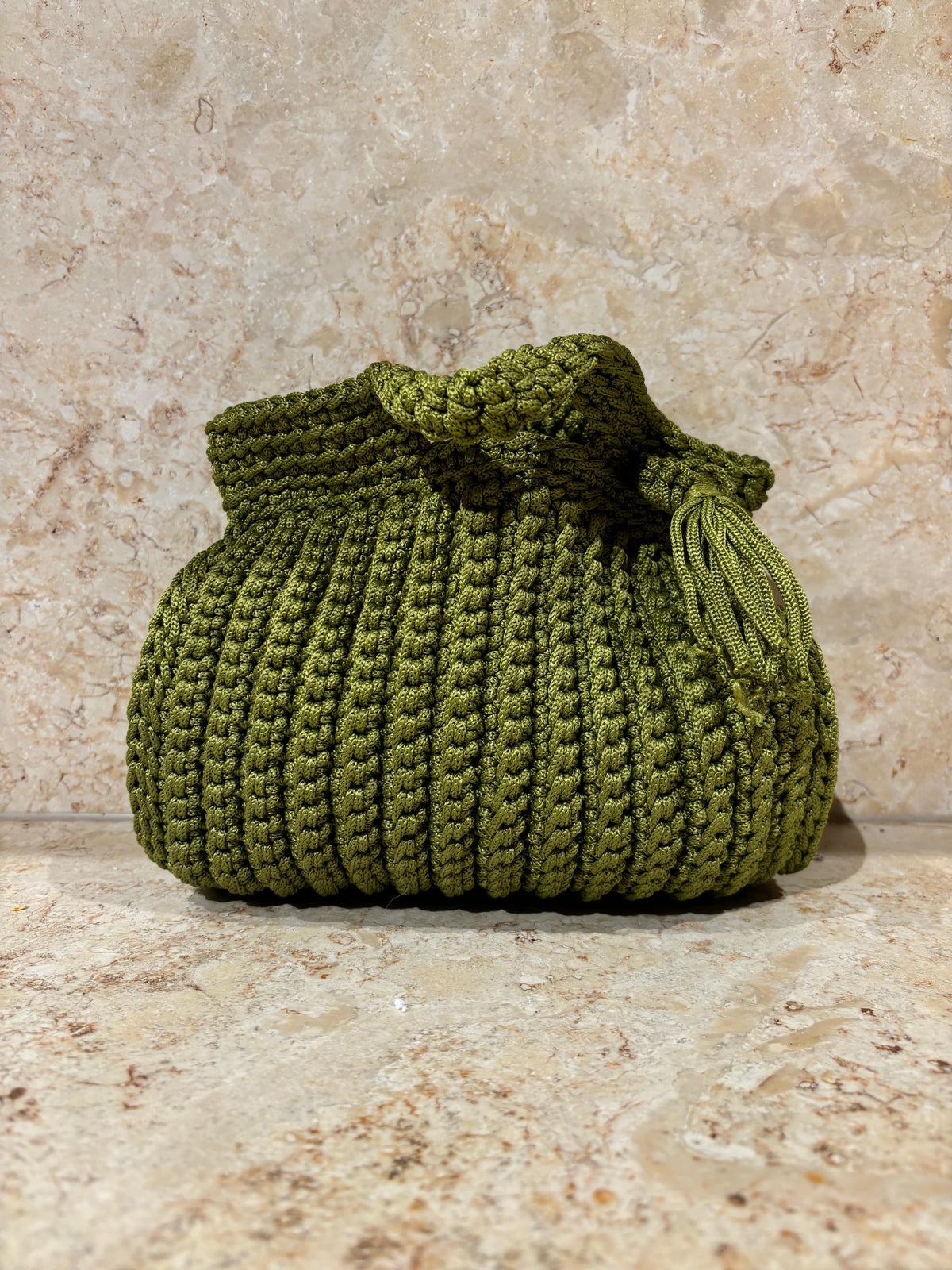 Moroccan Hand Crochet Clutch - Army Green